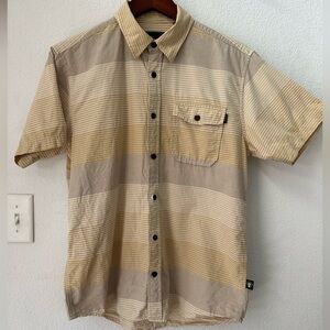 Howler Brothers Tan and Cream Striped Casual Button Down Shirt